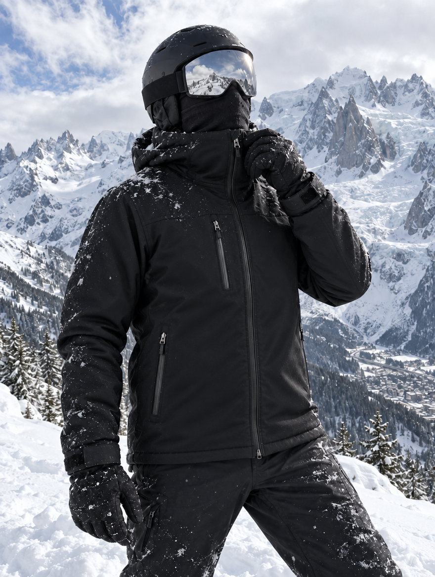 Veste CameleonSnow sèche : noire mate, à Chamonix