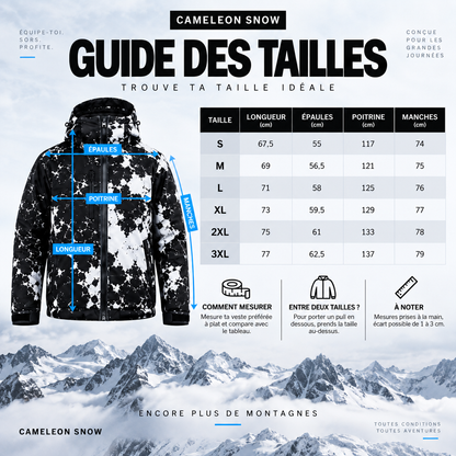 Guide des tailles de la veste CameleonSnow
